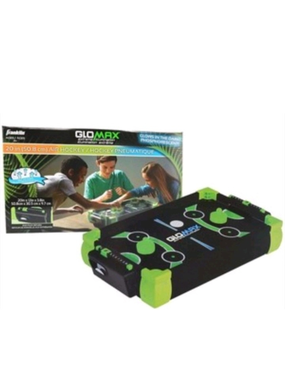 GloMax Neon Green & Black Mini Air Hockey Table
